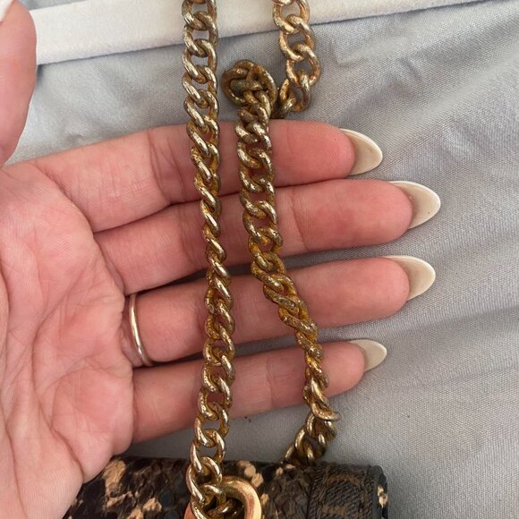 Vintage Guess Leather Purse Snakeskin Logo Chain READ - Picture 7 of 8